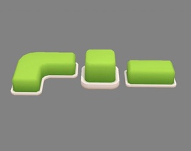 dibujos animados verde cinturón cuadrado césped cinturon urbano planta jardinería lowpolymodel mano pintado jardín bonsai maceta 3d print model - Mito3D