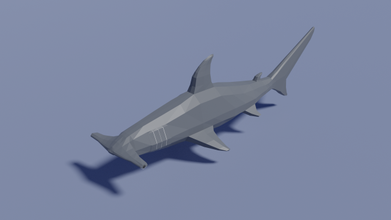 dessin animé marteau requin lowpoly animal poisson mer océan l'eau aqua 3d print model - Mito3D