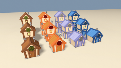 cartoon houses elements toon stylized house cottage countryside country town pack props fairy magic fabulous fantastic fairytale dreamlike dreamy exterior village 3d print model - Mito3D