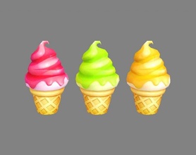 Karikatur Eis Sahne icee Sommer köstlich Lebensmittel Dessert Süßigkeiten kalt Getränke Lowpolymodel Hand gemalt kfc McDonald 3d print model - Mito3D