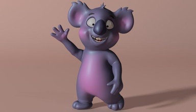 desenho animado coala manipulado toon Urso personagem poli animal textura 3d print model - Mito3D
