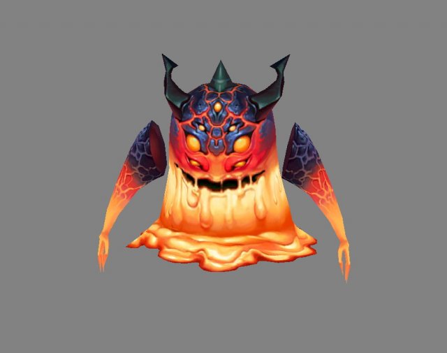 cartoon lava monster - demon devil lowpolymodel hand painted magma evil creature fantasy fictional lucifer satan character 3D print model - Mito3D