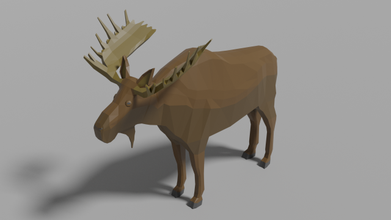 cartoon moose 3d model in deer 3dexport lowpoly animal mammal forest nature 3d print model - Mito3D