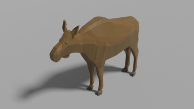 cartoon moose lowpoly animal mammal forest nature female 3d print model - Mito3D