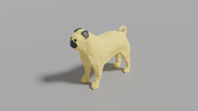 cartone animato pug lowpoly animale mammifero cane cani 3d print model - Mito3D