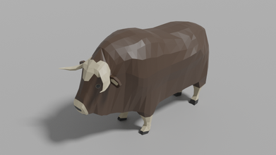 cartoon musk ox 3d model in bull 3dexport lowpoly animal mammal arctic nature winter muskox 3d print model - Mito3D