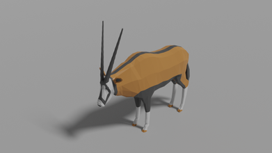 dessin animé oryx lowpoly animal mammifère nature faune Afrique antilope 3d print model - Mito3D
