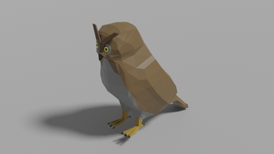 dessin animé hibou 3d modèle in oiseau 3dexport lowpoly animal forêt nature 3d print model - Mito3D
