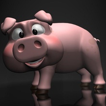 dessin animé porc gréé 3d modèle in 3dexport personnage mammifère ferme cochon toon jeu fantaisie mignonne 3d print model - Mito3D