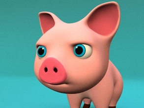 cartone animato maiale carina carattere rosa truccato animale poe bambino 3d print model - Mito3D
