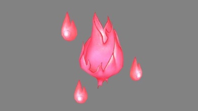 dessin animé rose flamme monstre démon efreet mignonne diable magie lowpolymodel main peint personnage fantaisie 3d print model - Mito3D