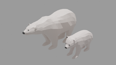 cartone animato polare orso famiglia 3d modello in 3dexport lowpoly animale mammifero natura artico inverno 3d print model - Mito3D