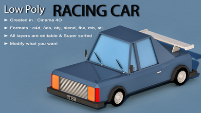 cartoon racing car carry cartooncar contemporary fast gaming lowpoly polycar samsonite travel vehicle 3d print model - Mito3D