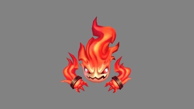 cartoon red flame monster demon efreet cute devil magic lowpolymodel hand painted bright character 3d print model - Mito3D