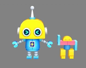 karikatür uzak kontrol robot bina blok oyuncak oyuncaklar çocuklar düşük polimodel el boyalı Lego bloklar buz 3d print model - Mito3D