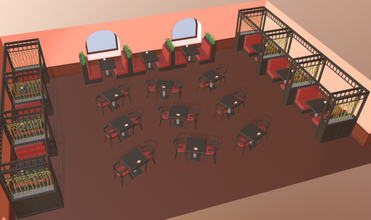cartone animato ristorante 3d modello in 3dexport toon bar caffè negozio caffetteria pub tavolo sedia pranzo cena mobilia interni 3d print model - Mito3D