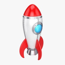 dibujos animados cohete astronave espacio juguete kig aeronave vuelo transporte estilizado juego Ciencias ficción jet Embarcacion sci fi metal fantasía niño jugar 3d print model - Mito3D