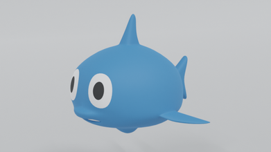 Karikatur Hai Spielzeug 3d Tier Fisch niedlich Gummi Bad Kind Kinder Quads Ozean stilvoll Mixer Meer Schwimmbad 3d print model - Mito3D