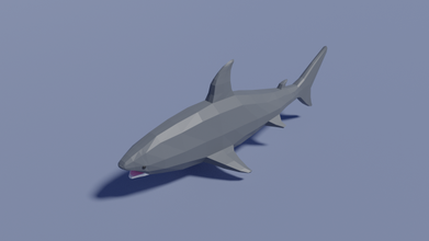 Karikatur Hai Lowpoly Tier Fisch Meer Ozean Wasser Natur aqua 3d print model - Mito3D