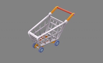 cartoon shopping cart - a 3d model in 3dexport mall supermarket carrefour wal mart four wheeltoolvehicle buy models 3d print model - Mito3D