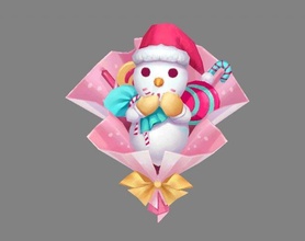 cartoon snowman bouquet - christmas gift flowers love lover celebration marry romantic birthdaypresent flower rose lowpolymodel hand painted models 3d print model - Mito3D