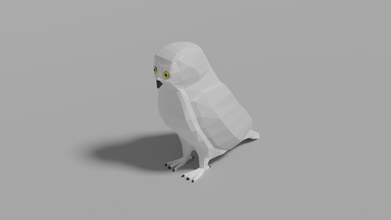 cartone animato nevoso gufo 3d modello in uccello 3dexport lowpoly animale natura artico inverno ali delle nevi 3d print model - Mito3D