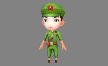 dibujos animados soldado 3d modelo in niño 3dexport ejército liberación horas asia chino china oficial ejercito chico 3d print model - Mito3D