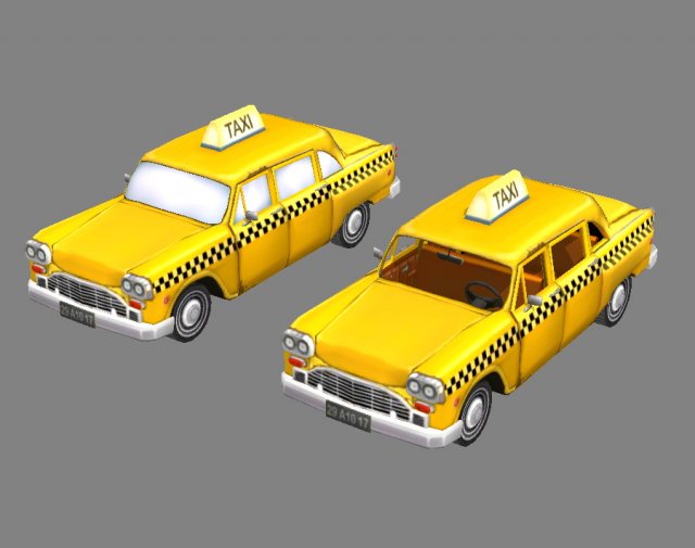 karikatür taksi sarı 3d model in sedan 3dexport araba araç trafik halka açık ulaşım düşük polimodel el boyalı otobüs 3D print model - Mito3D