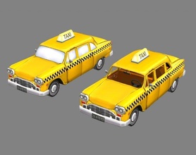 karikatur taxi gelb 3d modell limousine 3dexport wagen fahrzeug verkehr öffentlichkeit transport lowpolymodel hand gemalt bus 3d print model - Mito3D