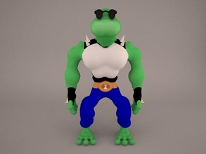 karikatür kaplumbağa geko kertenkele sürüngen Lezard toon karakter fantezi yaratık hileli timsah kurbağa chamaeleon ninja 3d print model - Mito3D