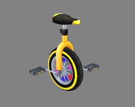 dibujos animados monociclo bicicleta ruedas triciclo rueda calendario partido circo compañía deporte niños equipo lowpolymodel mano pintado vehículo 3d print model - Mito3D