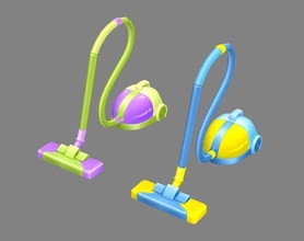 Karikatur Vakuum Reiniger reinigen intelligent Haushaltsgeräte fegen Brachsen Staub Fußboden Teppich Lowpolymodel Hand gemalt Haushalt Werkzeuge 3d print model - Mito3D