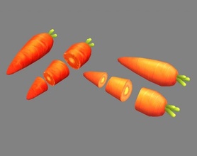 Karikatur Gemüse Karotte Scheibe Lowpolymodel Lebensmittel Küche Koch Vegetarier Geschirr Bauernhof Zutaten Hand gemalt knusprig Süss 3d print model - Mito3D