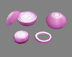 cartoon vegetable - onion slice ring vegetables lowpolymodel food kitchen cook vegetarian dishes farm ingredients hand painted 3d print model - Mito3D