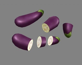 karikatur gemüse lila aubergine scheibe 3d modell 3dexport lowpolymodel lebensmittel küche koch hand gemalt vegetarier geschirr bauernhof zutaten 3d print model - Mito3D