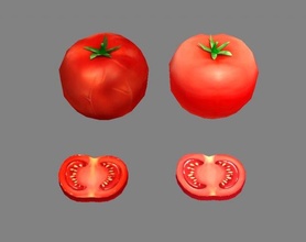 cartone animato verdura pomodoro fetta 3d modello in 3dexport verdure insalata lowpolymodel mano dipinto cibo cucina cucinare 3d print model - Mito3D