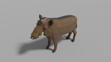 dibujos animados jabalí lowpoly animal mamífero naturaleza fauna silvestre África 3d print model - Mito3D