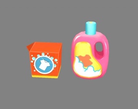cartoon washing powder liquid detergent machine dirty clothes clean cleaning water bubble wash butter household lowpolymodel hand painted 3d print model - Mito3D