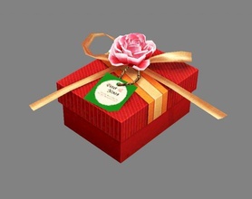 cartoon wedding gift box - candy red square roses ribbon birthday celebration marry lowpolymodel lover lovegift surprise happy romantic valentine hand painted 3d print model - Mito3D