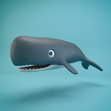desenho animado baleia Tubarão mar peixe oceano toon personagem animais animal 3d modelo pobre animação 3d print model - Mito3D