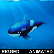 dessin animé baleine gréé Animé animaux animation aquatique poisson hépatite modèle océan paracanthurus mer toon 3d print model - Mito3D