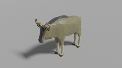 dessin animé gnou lowpoly animal mammifère nature faune Afrique antilope 3d print model - Mito3D