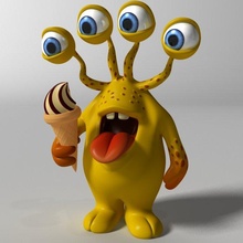cartoon yellow monster rigged 3d model in 3dexport character creature alien toon game fantasy 3d print model - Mito3D