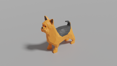 dessin animé Yorkshire terrier lowpoly animal mammifère chien chiens 3d print model - Mito3D