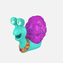 cartoonish low-poly snail 3d model in 3dexport character game shell animal gasteropoda bake textured cartoon funny quads green blue purple wildlife life 3d print model - Mito3D