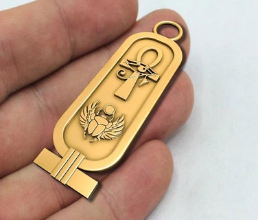 cartouch scarab ankh pendant pharaonic inscriptions pendants 3d jewelry gold printable silver egypt prototype stl printing ancient bracelets necklaces cartouche cross 3d print model - Mito3D