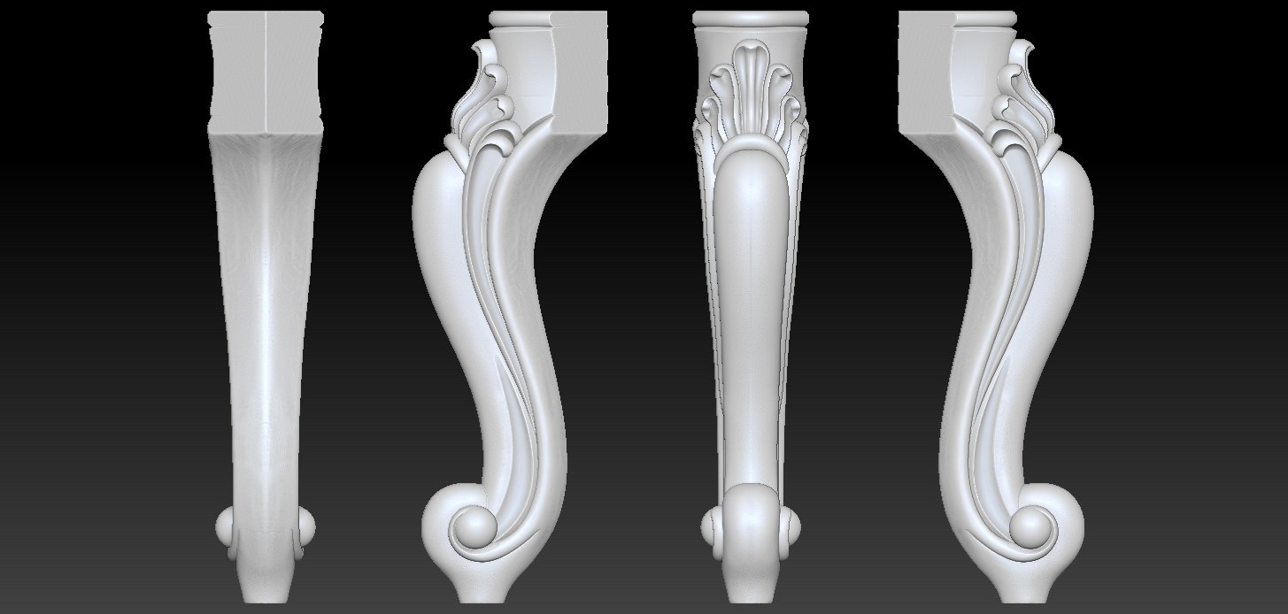 esculpida cabriole móveis perna set - 001 ornamentais os padrões jdp cnc artfrom O 3dsmax 3d max maya zbrush cam 3D print model - Mito3D