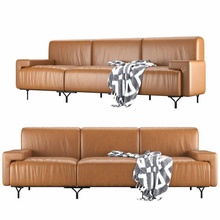 casamania sofa leather 3-seater brown 3d print model - Mito3D