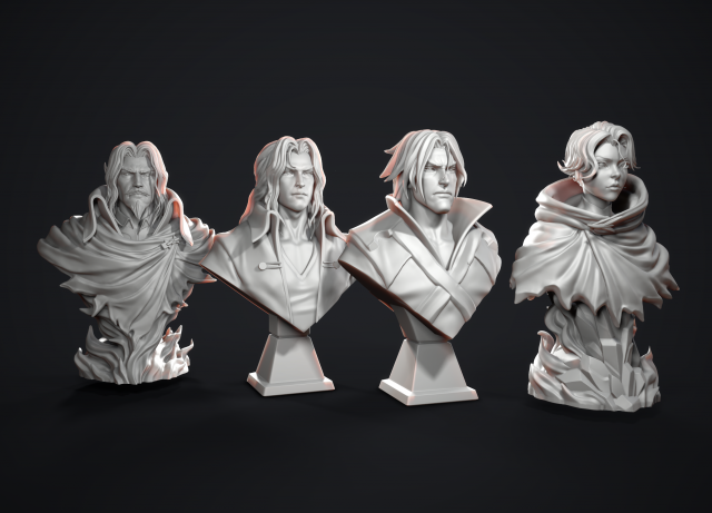 castlevania busto 3d impresión modelo in hombre 3dexport dracula muerte lobo funeral morir masculino monstruo retrato castillo vainilla murciélago escultura juego personaje vampiro fantasía 3D print model - Mito3D