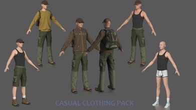 gündelik giyim paketlemek 3d model in 3dexport erkekler adam karakter gömlek kazak bot ayakkabı spor dağ kıyamet erkek zombi 3d print model - Mito3D